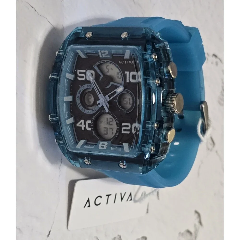 Activa X Invicta Digital Essentials Men's Watch 45mm Light Blue ACW8109-006 New